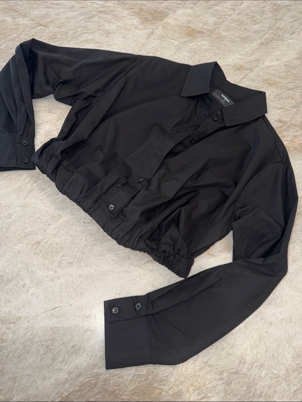 Express Black Button-Up Collared Shirt